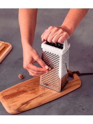 Ralador 4 Faces com Cabo em Plástico 24cm Multifuncional para Queijo Legumes Frutas e Uso Diário na Cozinha