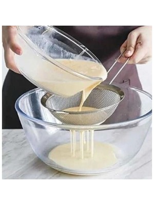 Peneira Inox 14cm com Cabo Longo – Peneira de Aço Inoxidável com Malha Fina para Coar Chá, Café