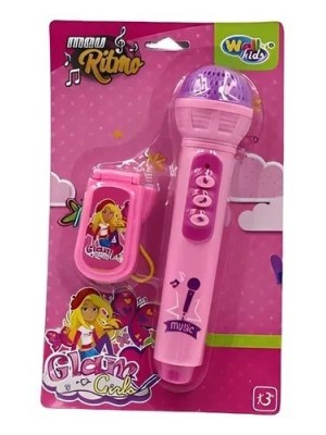 Microfone Infantil Fásk com Celular Brinquedo Musical Interativo para Crianças com Luz, Som e Diversão Educativa