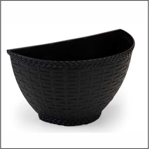 VASINHO DE PAREDE RATTAN PRETO 17X10X11CM