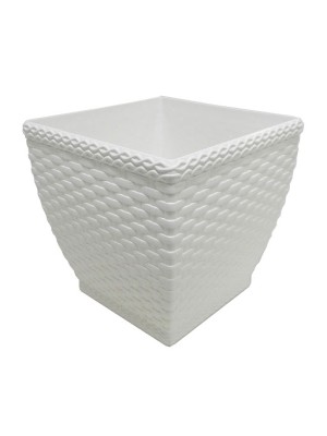 Vaso Cachepô Rattan Quadrado Branco 11x10,5cm – Elegância e Praticidade na Decoração