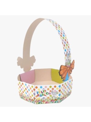CESTINHA PASCOA TRADICIONAL DECORADA 21X21X28CM UNIDADE