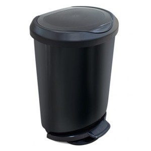 LIXEIRA C/PEDAL E BORDA 45LTS PRETA
