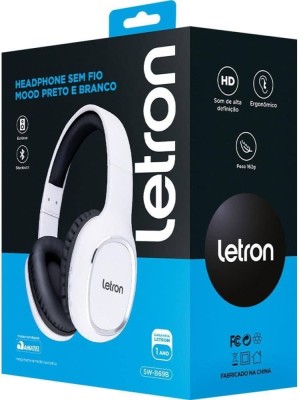 FONE DE OUVIDO S/FIO MOOD PRETO E BRANCO BLUETOOTH LETRON
