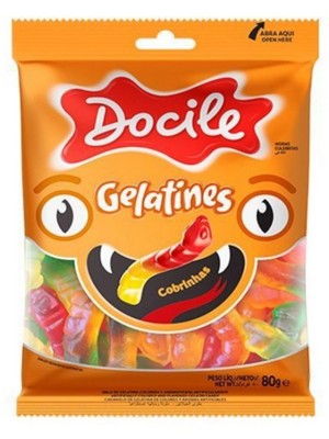 BALA DE GELATINA GELATINES COBRINHAS 80G UN. DOCILE