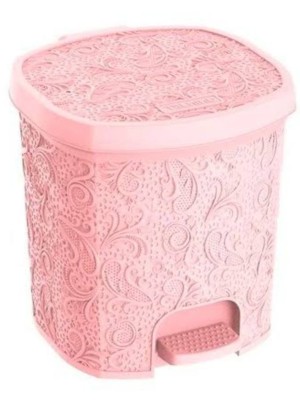 CESTO PEDAL 8L REDONDO FLORAL PEQUENO ROSA UN.