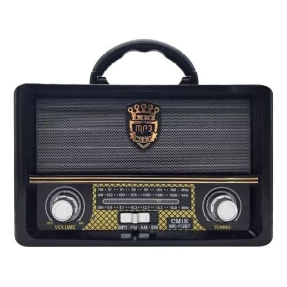RADIO PORTATIL (AM/FM/SW1-6/ENTRADA USB/TF CARTAO/BLUETOOTH) 23X10X15,6CM UN. IMPORIENTE