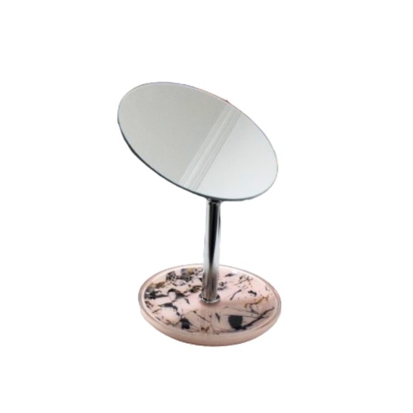 ESPELHO DE MESA REDONDO COM BASE PORTA JOIAS PP BASIC ROSA 22CMX13CM UN. WELLMIX