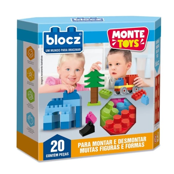 BLOCOS MONTE TOYS 20 PEÇAS UN. ZUCATOYS
