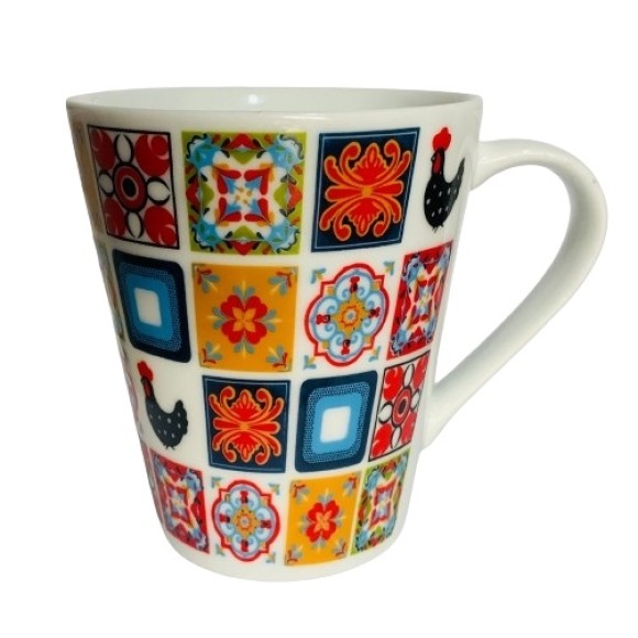 CANECA DE PORCELANA AZULEJO 290ML UN. TERRAMADA