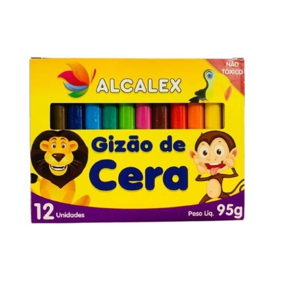GIZÃO DE CERA C/12 CORES 95G UN.