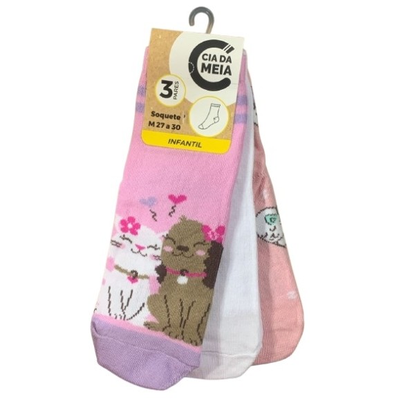 MEIA SOQUETE INFANTIL 3PARES 27-30 UN. CIA DA MEIA