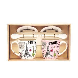 CANECA CAIXA C/2PCS E 2 COLHERES UN