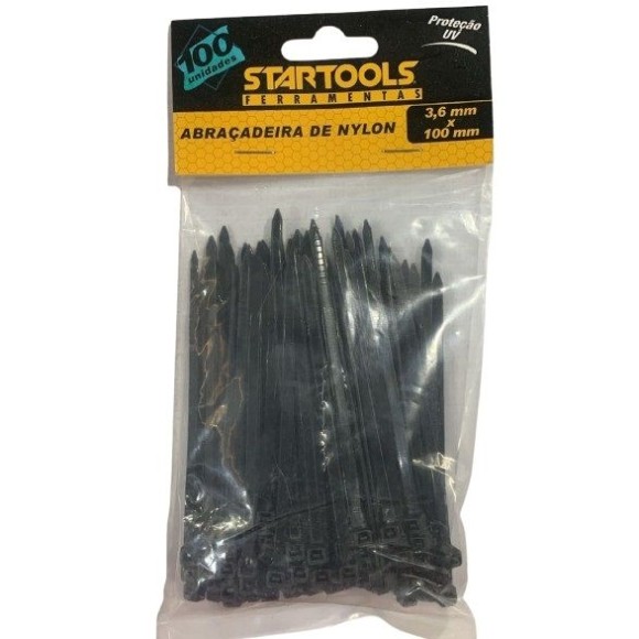 ABRACADEIRA DE  NYLON PRETA 3,6X100MM PCT C/100 UN