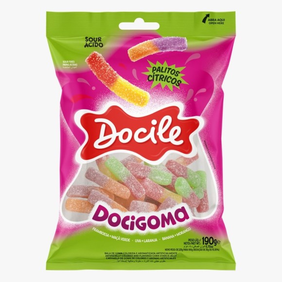 BALA DE GOMA DOCIGOMA SINO SORTIDO 160G UN. DOCILEE