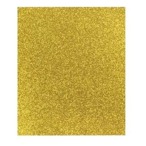 PLACA DE E.V.A C/GLITTER 40X48CM PCT C/5 FOLHAS OURO