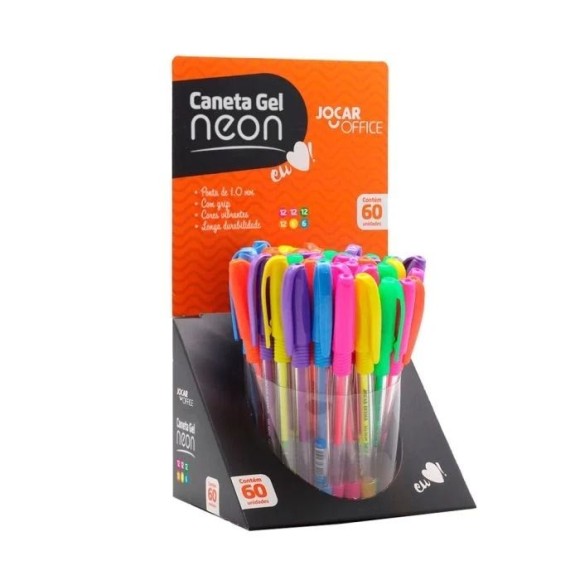 CANETA GEL DISPLAY C/60PCS NEON UN.