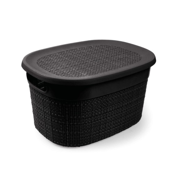 CESTO ECO EUROPA JUTA PEQUENO PRETO 27X20,4X15CM UN.