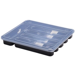 PORTA TALHER GAVETA 6 DIV. EXTRA GRANDE PRETO C/TAMPA 34X29X5CM UN.
