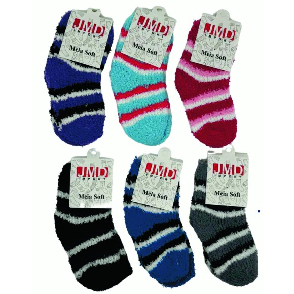MEIA SOFT PELUCIA UNISSEX DE POLIESTER 3-7 UN.