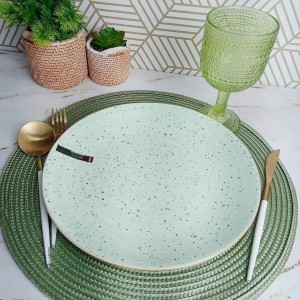  Prato Raso Cerâmica Bristol Granilite Cor Verde-claro 27cm