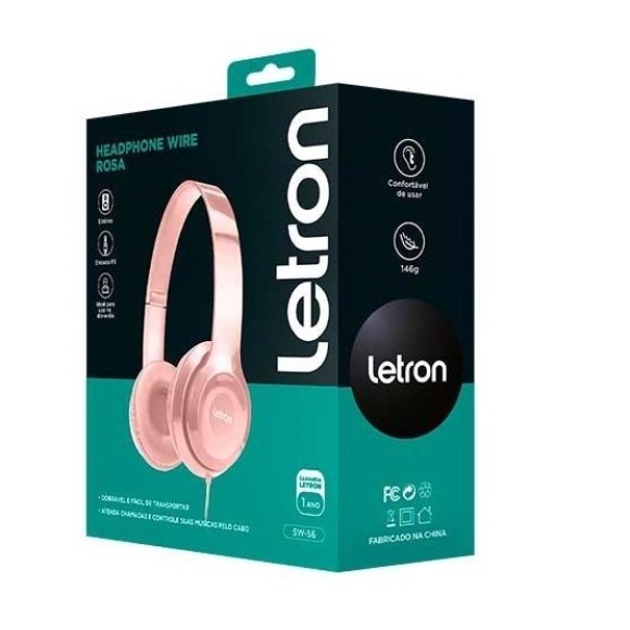FONE DE OUVIDO WIRE ROSA C/FIO 3M LETRON