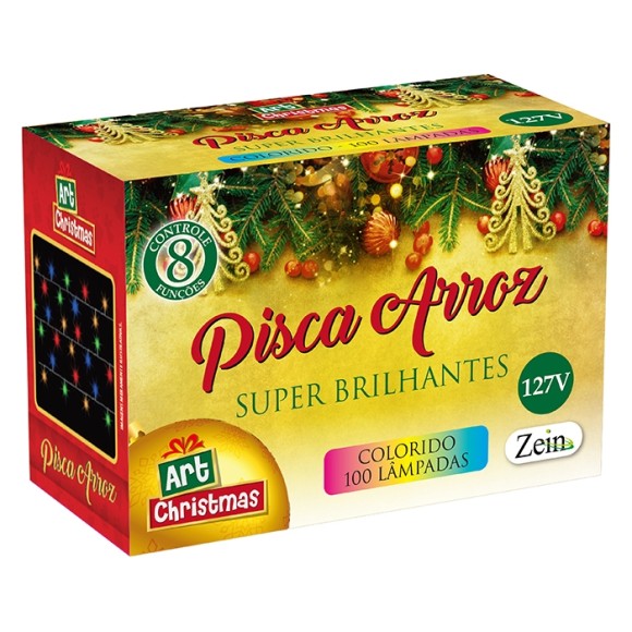 PISCA ARROZ COLOR 100 LAMPADAS 4,2M 127V UN. ZEIN