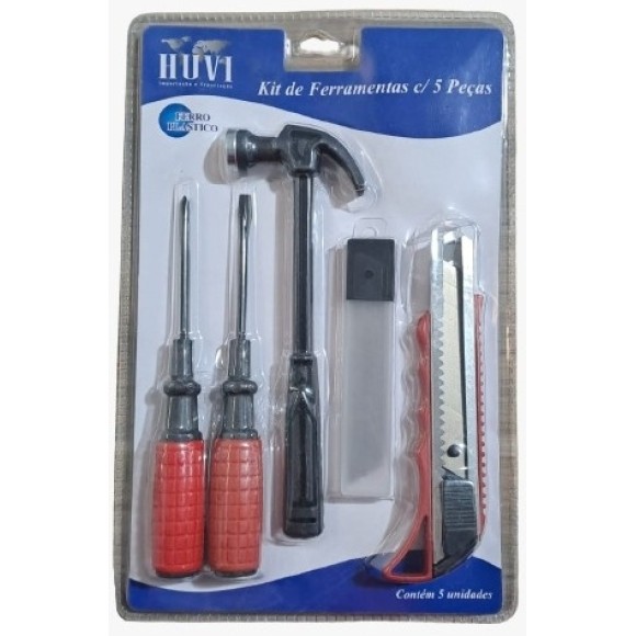 FERRAMENTA 5PCS FENDA/PHILIPS/MARTELO/ESTILETE/REFIL UN.